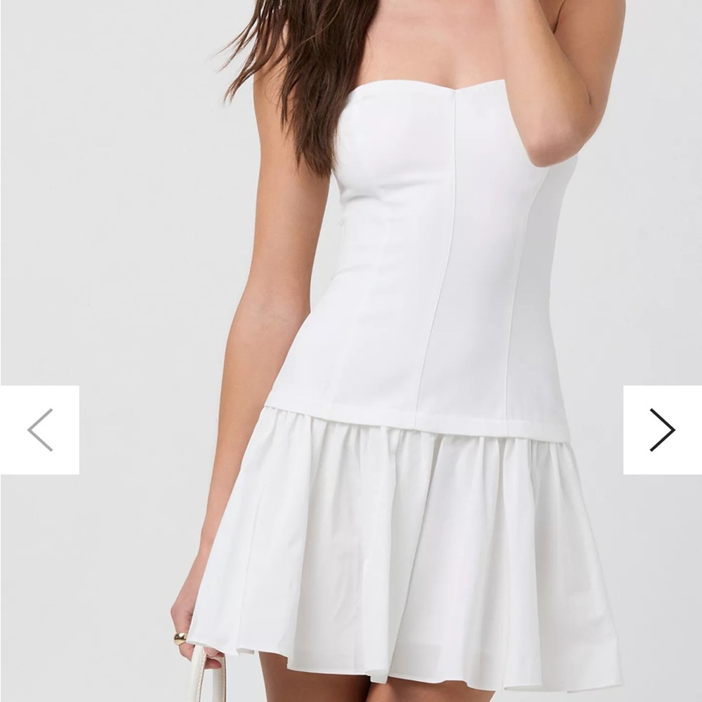 ASTR The Label Strapless Mixed Media Drop Waist Mini Dress